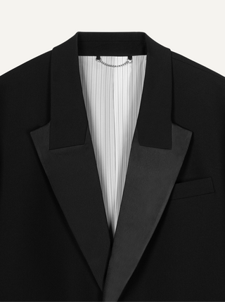 [UNAWARES] Satin Acetate Structure Collar Suit
