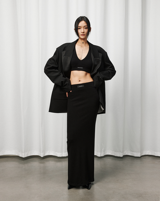 [UNAWARES] Satin Acetate Structure Collar Suit