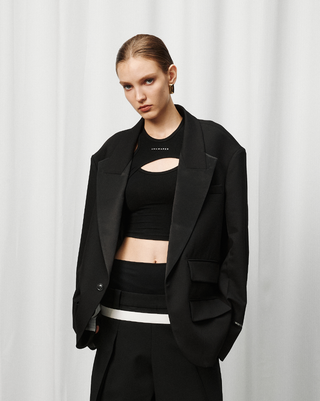 [UNAWARES] Satin Acetate Structure Collar Suit
