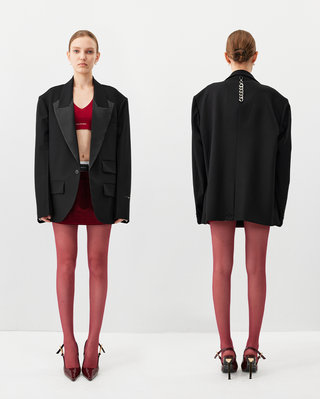 [UNAWARES] Satin Acetate Structure Collar Suit