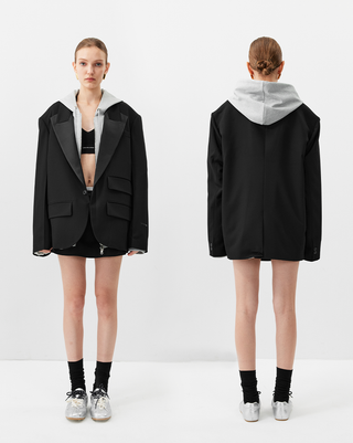 [UNAWARES] Satin Acetate Structure Collar Suit