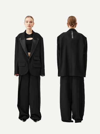 [UNAWARES] Satin Acetate Structure Collar Suit