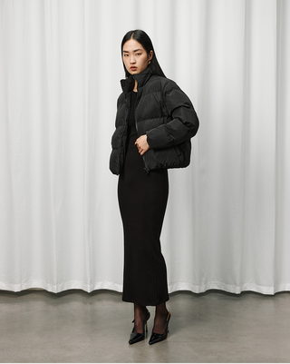 [UNAWARES] Embroidery Short Cotton-Padded Jacket
