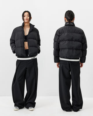 [UNAWARES] Embroidery Short Cotton-Padded Jacket