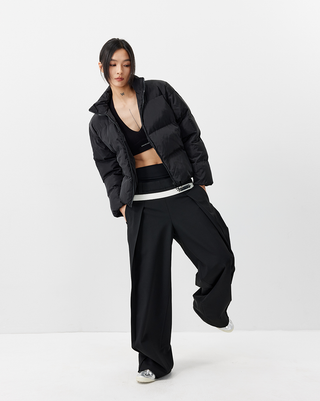 [UNAWARES] Embroidery Short Cotton-Padded Jacket