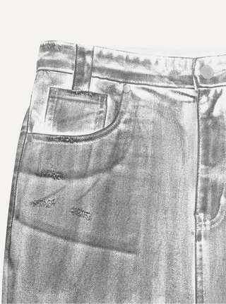 [UNAWARES] SS24 Fishtail Dirty Denim Skirt