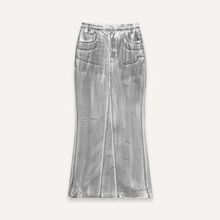 [UNAWARES] SS24 Fishtail Dirty Denim Skirt
