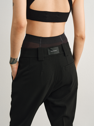 [UNAWARES] Chiffon Fabric Draping Single Pleated Flared Trousers
