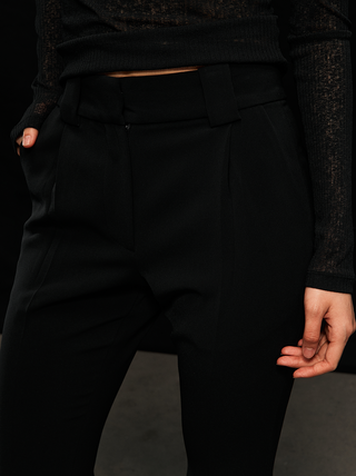 [UNAWARES] Chiffon Fabric Draping Single Pleated Flared Trousers