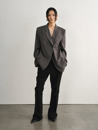 [UNAWARES] Chiffon Fabric Draping Single Pleated Flared Trousers