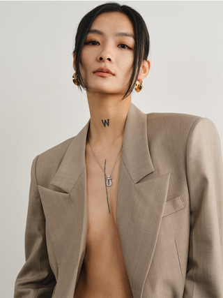 [UNAWARES] Old Money Merino Wool Collar Padded Shoulder Suit