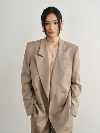 [UNAWARES] Old Money Merino Wool Collar Padded Shoulder Suit