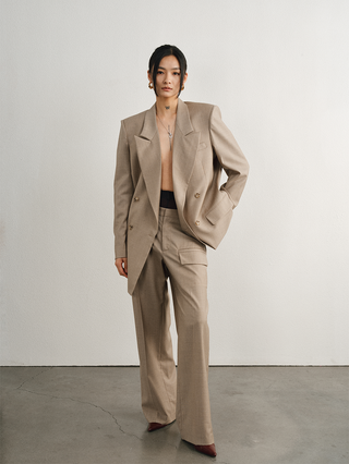 [UNAWARES] Old Money Merino Wool Collar Padded Shoulder Suit