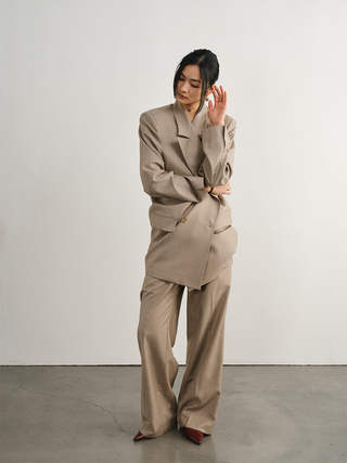 [UNAWARES] Old Money Merino Wool Collar Padded Shoulder Suit