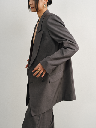 [UNAWARES] Old Money Merino Wool Collar Padded Shoulder Suit