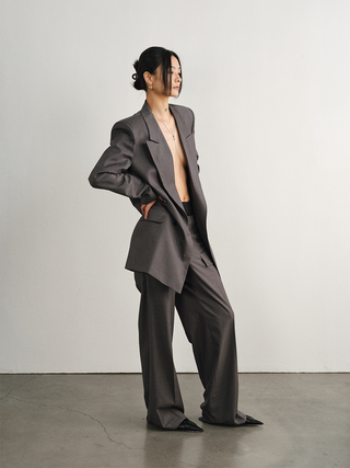 [UNAWARES] Old Money Merino Wool Collar Padded Shoulder Suit