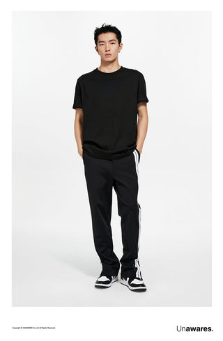 [UNAWARES] Cotton Double-Sided Contrast Color Braid T-Shirt