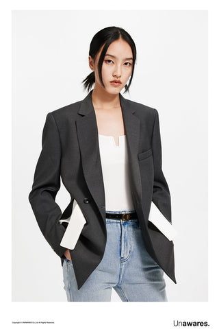 [UNAWARES] Velcro Waist Seal Inlaid Double-Breasted Suit