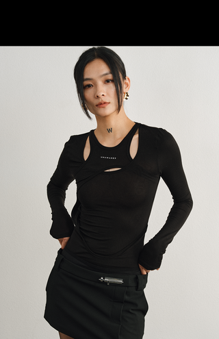 [UNAWARES] Two layer Knitted Long-Sleeved Top