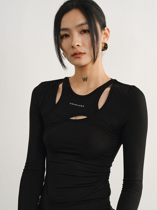 [UNAWARES] Two layer Knitted Long-Sleeved Top