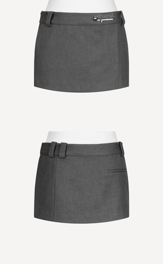 [UNAWARES] Double-Layer Waist Pin Buckle Mini Skirt