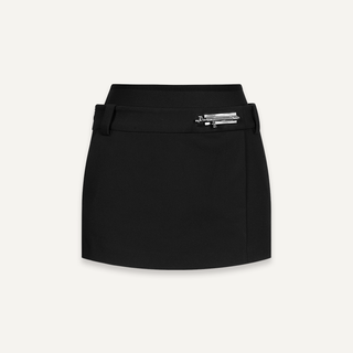 [UNAWARES] Double-Layer Waist Pin Buckle Mini Skirt