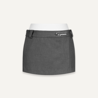 [UNAWARES] Double-Layer Waist Pin Buckle Mini Skirt