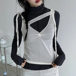 unbal strap shirring sleeveless (3c)