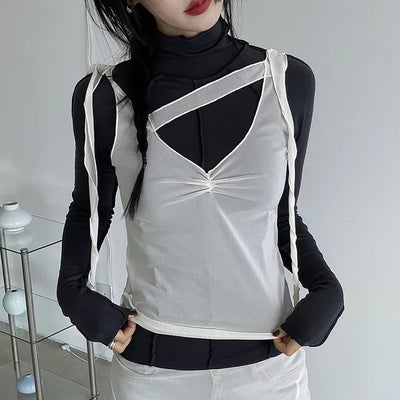 unbal strap shirring sleeveless (3c)