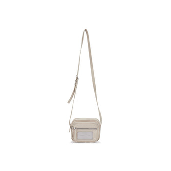 SQUARE LEATHER CROSS BAG IN IVORY