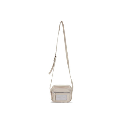 SQUARE LEATHER CROSS BAG IN IVORY