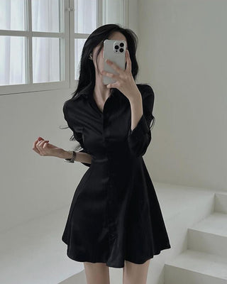 Korean lace-up slim dress