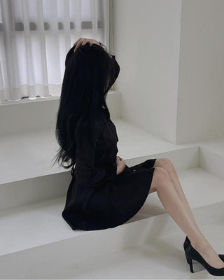 Korean lace-up slim dress