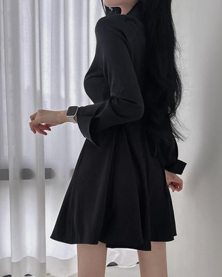 Korean lace-up slim dress