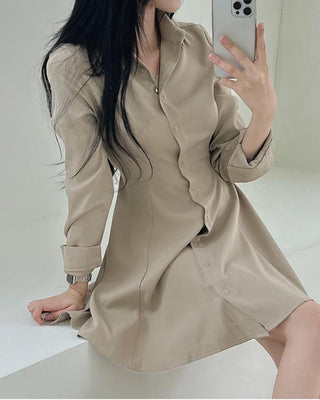 Korean lace-up slim dress