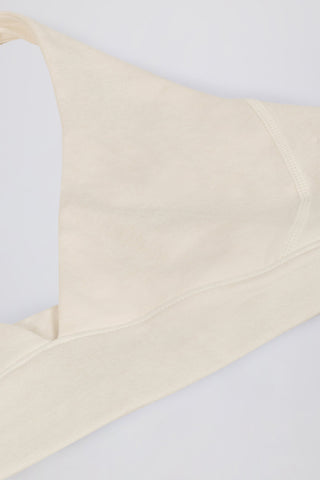 Brushed Jersey V-Neck Sports Bra in Ivory Marl