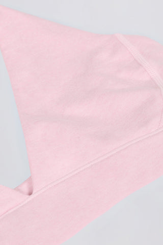 Brushed Jersey V-Neck Sports Bra in Pale Pink Marl