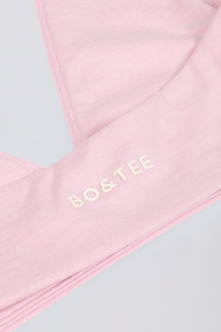Brushed Jersey V-Neck Sports Bra in Pale Pink Marl