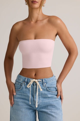 Modal Strapless Crop Top in Baby Pink