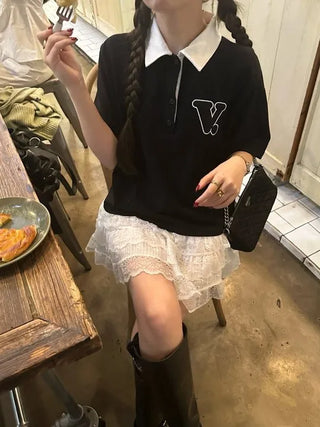 Lace tiered mini skirt