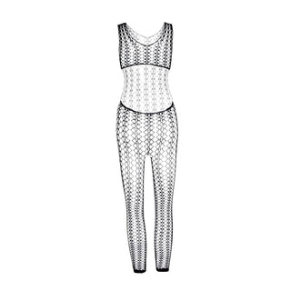 U neck sleeveless hollow out fishnet bodystocking