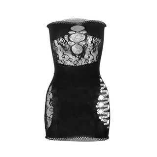 Net hollow out solid tube cut out mini dress