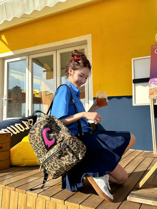 leopard print backpack