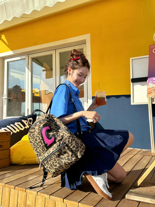 leopard print backpack