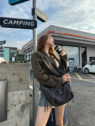 wax leather satchel