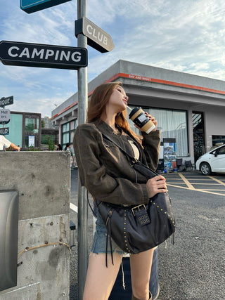 wax leather satchel