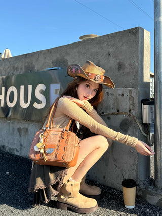 suede Boston bag