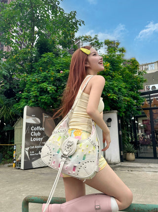 rainbow ripped tote