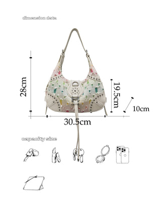 rainbow ripped tote