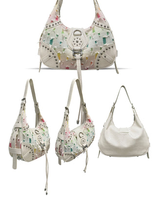 rainbow ripped tote